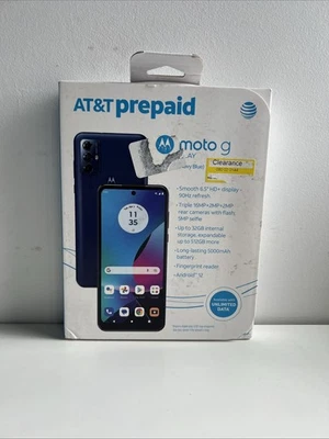 ATT AT&T Motorola Moto G Play 2023 32GB Navy Blue Prepaid Smartphone 6.5” 16MP - Image 1 of 3