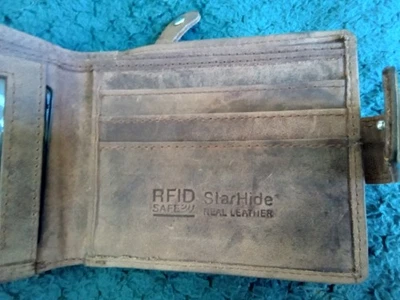 Mans Rustic Brown Aged Leather Wallet RFID Signal Blocker for Contactless Cards - Image 1 of 4