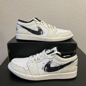 Air Jordan 1 Low Brushstroke Swoosh - Paint Splatter Size 12 - Picture 1 of 10