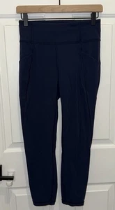 Lululemon W6AWSS Time To Sweat Crop Leggings 23” Inseam Women’s Size 6 True Navy - Picture 1 of 11