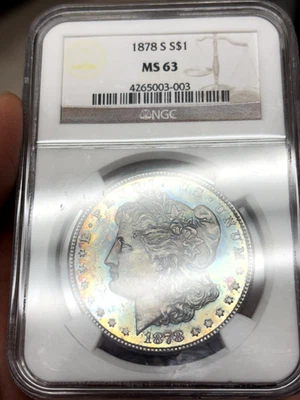 1878-S Morgan Silver Dollar NCG MS 63 Nice Toned on both side #3003 - Image 1 of 2
