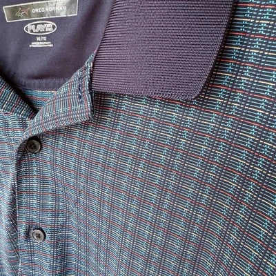 Camisa Polo Greg Norman Para Hombres XL Azul Colorido Diseño Jugar Seco Golf Informal Foto 1 de 4
