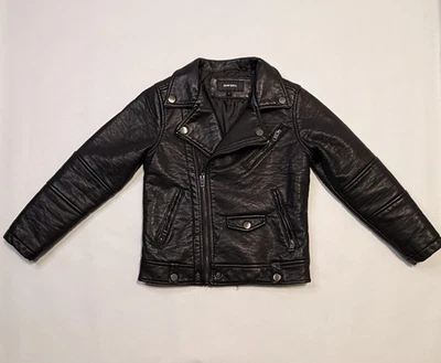 Chaqueta Diesel Juvenil 8 Negra Motociclista Cuero Aspecto Asimétrico Bolsillos con Cremallera Foto 1 de 4