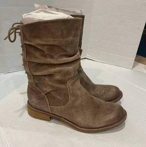 Bottes Aqua Sofft Sharnell pointure 8,5 cuir marron fermeture éclair latérale dos lacets excellent état - Photo 1/13