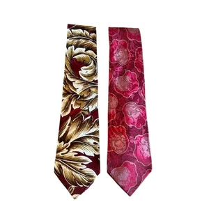 Torriani italienische Seidenkrawatten - barockes Blatt & abstraktes Blumenmuster - Bild 1 von 4