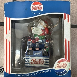 Vintage Pepsi Cola Ornament, Santa On A 6 Pack. New In Box 1997 - Picture 1 of 3