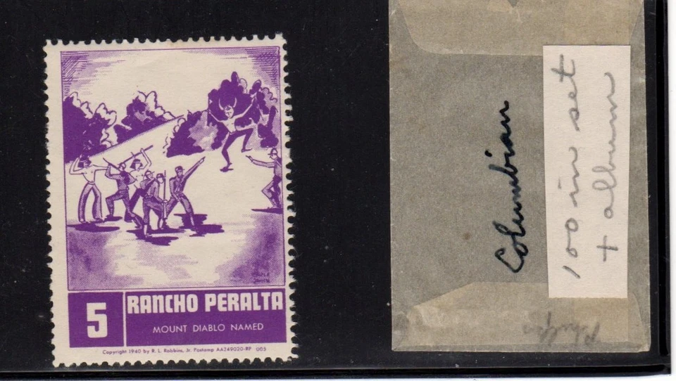 Colombian Advertising Stamp - 1940 Rancho Peralta Mount Diablo Named - MNH - Image 1 of 1
