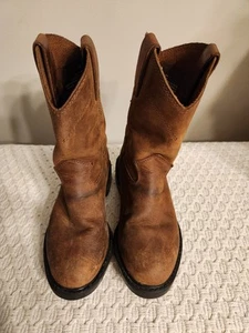 Justin Boots Kids Size 12D Brown Leather Cowboy Boots Unisex - Picture 1 of 5