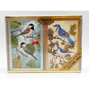 Vintage Congress Playing Cards Backyard Birds Celutone Double Deck New Sealed - Foto 1 di 4