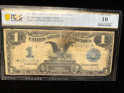 1899 $1 SILVER CERTIFICATE STAR NOTE FR.236* BLACK EAGLE PCGS 10 Speelman White - Image 1 of 2