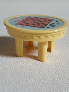 Fisher-Price Loving Family Dollhouse 1999 Yellow Checkers Game Table - Picture 1 of 9