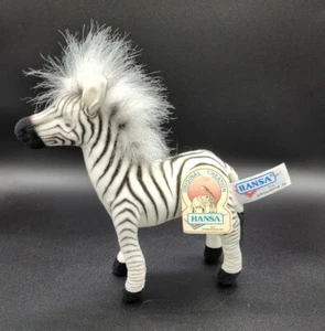 Original HANSA Zebra Realistic Poseable Legs Stuffed Animal Felted Plush 7" Tags - Picture 1 of 5
