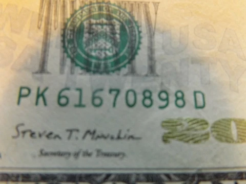 2017a ERROR NOTE GAS PUMP LOW "9" - 2nd ON END - $20 DOLLAR BILL PK 61670898 D Cover
