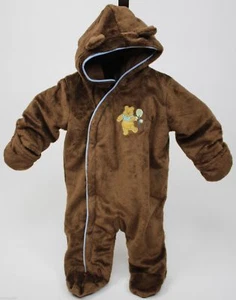 Disney Winnie The Pooh Brown Footed Fuzzy Pram Coat Size 3-6 Months NWT - Picture 1 of 1