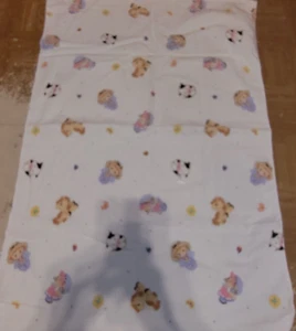Fisher Price White Flannel Baby Blanket Puppy Dog Print Sleep Play Receiving - Picture 1 of 4
