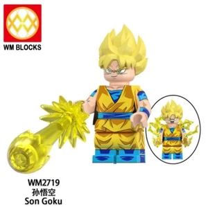 Custom Dragon Ball Daima Super Saiyan Kid Goku Minifigure with Base, New/Mint - Picture 1 of 1