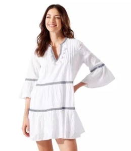 Tommy Bahama NWT Cotton Clip Embroidered Coverup Dress Size S Jacquard Pom Pom - Picture 1 of 7