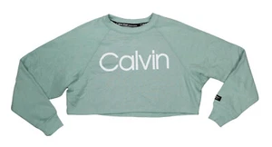Calvin Klein Performance Logo Front Damen Crop Sweatshirt XL Neu mit Etikett Salbei - Bild 1 von 1