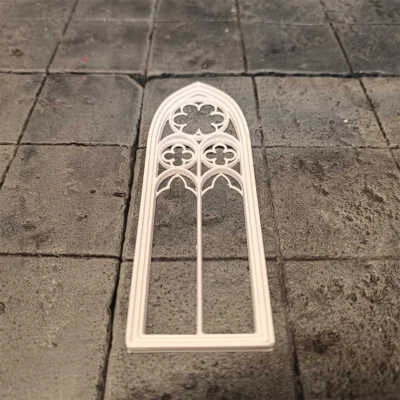 Gothic Windows 1/6 Scale Dollhouse Accessories Miniatures Living Room Unpainted - Image 1 of 4