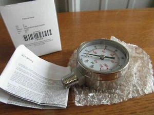 Stainless 2" Air/Water etc. Pressure GAUGE 1/4"npt 0-160psi SS #4FMK8 (U-75) - Picture 1 of 5
