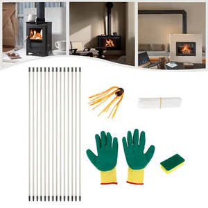 46 FT Chimney Sweep Cleaning Brush Kit Rotary w/ 14 Flexible Rods for Cleaning - Picture 1 of 19