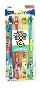 Disney "TSUM TSUM" FIREFLY Cepillo de dientes cerdas suaves 4 Pack - ADA aceptado Nuevo - Imagen 1 de 1
