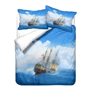 Ocean Sea Sailing Ship Bedding Duvet Cover Set Single Double King Holiday Gift - Picture 1 of 26