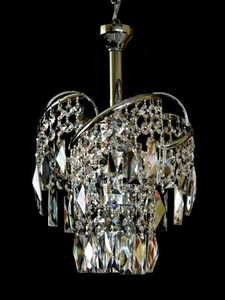 Small fine crystal chandelier with real crystals. In gold or silver available. - Picture 1 of 4