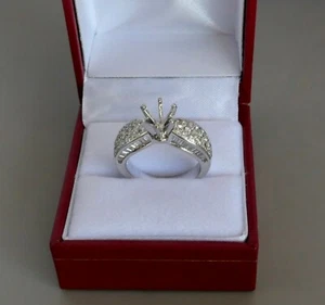  18K WHITE GOLD DIAMOND SEMI MOUNT ENGAGEMENT RING FOR 1.25-1.50 CT CENTER STONE - Picture 1 of 12