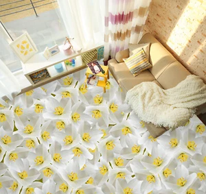 3D White Flower 57RAI42 Floor WallPaper Murals Wall Print Decal AJ WALL Fay - Picture 1 of 5