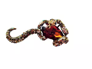 Large Rhinestones Crystal Snake Brooch Guardian Animal Lover Pendant - Picture 1 of 9