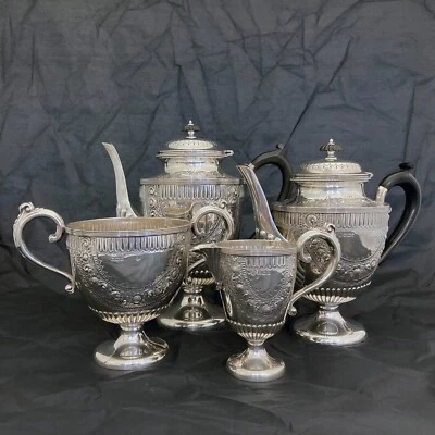 Juego de café de té de 4 piezas de plata esterlina de calidad de Hammond, Creake & Co Foto 1 de 4