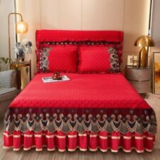 2023 Deluxe lace velvet bedspread set with 2 pillows bed skirt comfortable