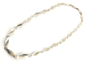 Sterling Silver Necklace 20 Inch Long Fancy Geometric Link Chain Textured Modern - Picture 1 of 7