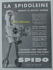 PUBLICITE SPIDO SPIDOLEINE HUILE MARIEE BOUQUET DE FLEURS DE 1933 FRENCH AD PUB - Imagen 1 de 1