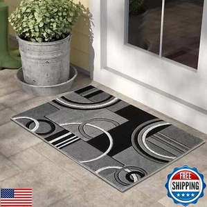 GLORY RUGS Area Rug 2x3 Door Mat Grey Geometric Soft Floor Carpet with Premiu - Picture 1 of 5