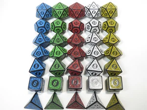 Dadi nuovi RPG / D&D | CINQUE! Set di 7 - Magic Blu Verde Rosso Bianco e Giallo - Foto 1 di 10