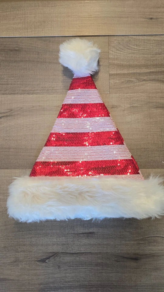 Chapéu de lantejoulas de Papai Noel para adultos, Bling Natal vermelho-lantejoulas chapéu de Papai Noel-ÚNICO - Imagem 1 de 1