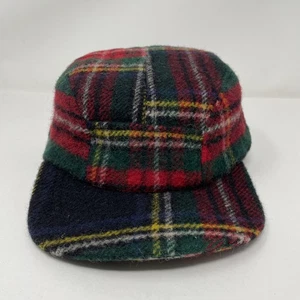 VINTAGE Banana Republic Hat Cap Fitted Mens Large Red Green Plaid Wool USA 90s - Picture 1 of 9