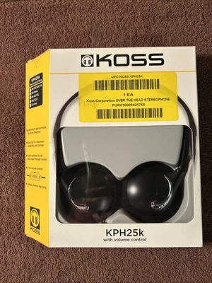Koss KPH25K Black Headphones with In-line Volume Control New.. - Image 1 of 4