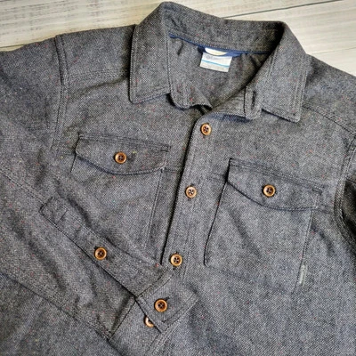 Columbia Sage Butte Long Sleeve Heavy Wool Blend Navy Blue Shirt Mens Medium - Image 1 of 4