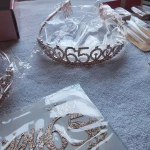 65 Birthday Decorations for Women Including Sash and Tiara Cake Topper and Ca... - Picture 1 of 5
