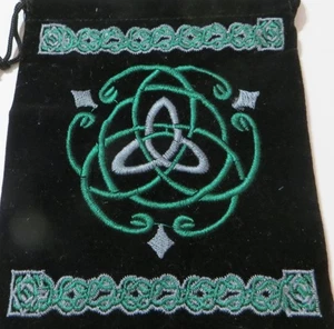Celtic Triquetra Tarot Card Bag 5x7 Unlined Velveteen Embroidered Bag - Picture 1 of 3