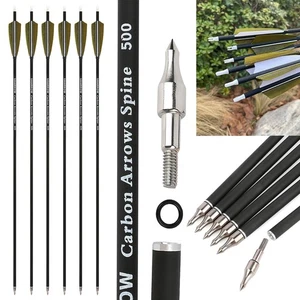 6/12 30" Carbon Arrows SP500 Natural Feather Recurve Compound Bow Archery - Picture 1 of 15