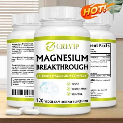 GREVIP Cápsulas innovadoras de magnesio - Fatiga de alta resistencia hueso sueño salud muscular