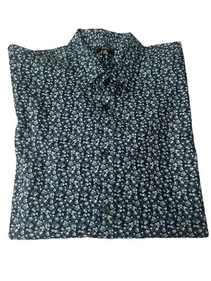 Camisa Alfani 100 % algodón para hombre manga larga abotonada talla XL azul marino floral Foto 1 de 4
