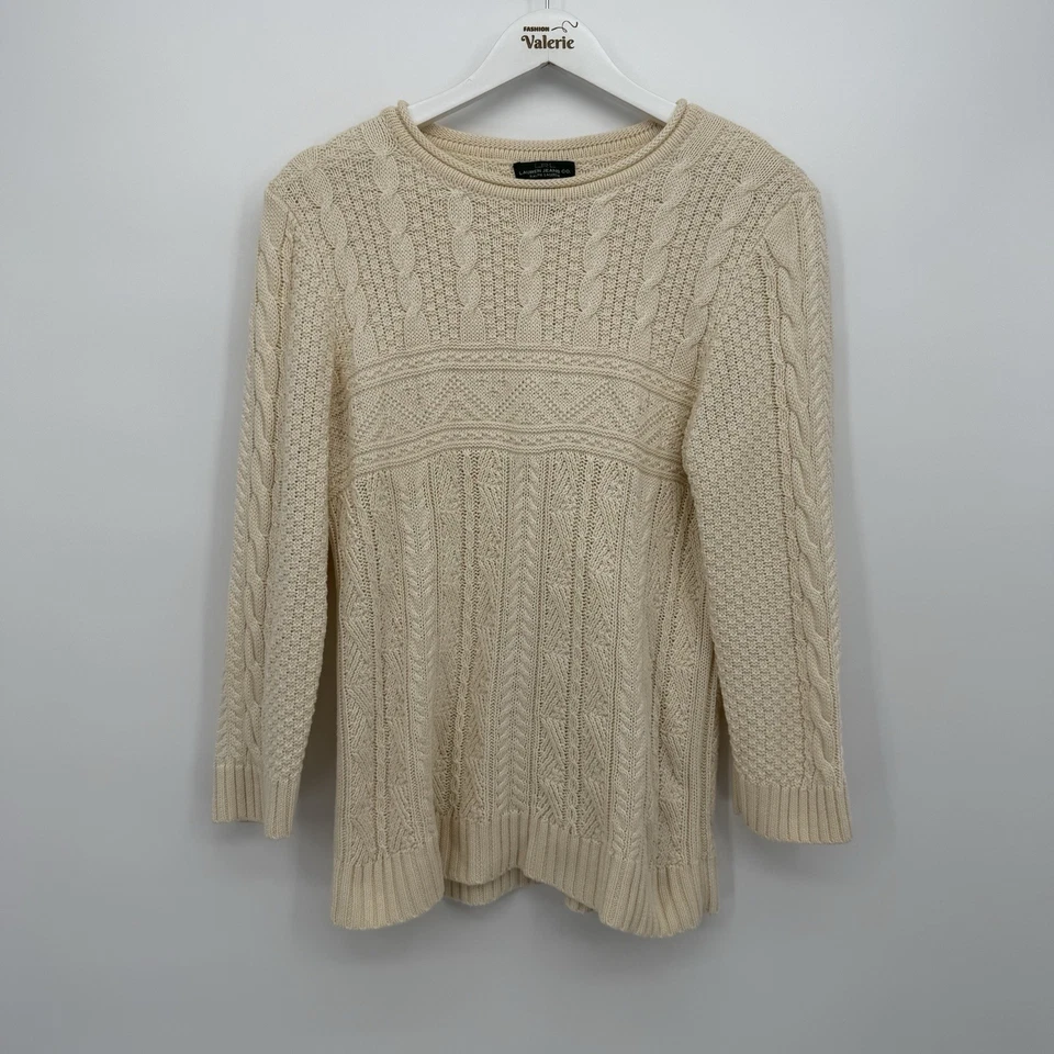 Suéter Lauren Ralph Lauren Crema Tejido con Cable Lino y Algodón Talla Grande Foto 1 de 4