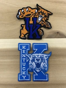 SET 2 GATTI SELVATICI UK KENTUCKY FERRO RICAMATO SU TOPPA 3,5” X 3,5” - Foto 1 di 3
