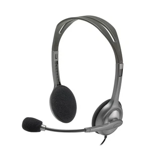 Logitech Kopfhörer Headset Kopfband mit Mikro LGT-H110 Silber Schwarz Kabel 1,8m - Bild 1 von 6