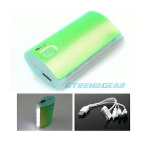 5200MAH BACKUP BATTERY CHARGER USB GREEN GALAXY S4 NOTE TAB KINDLE FIRE NEXUS 7 - Zdjęcie 1 z 1